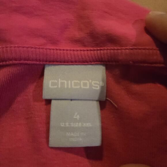 Chico’s Pima Cotton Pink Collared Split Neck Top Size XXL - Picture 3 of 10